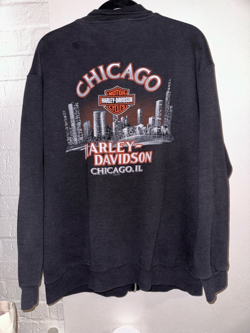 ‘05 Harley-Davidson Black Zip Front Logo Crewneck